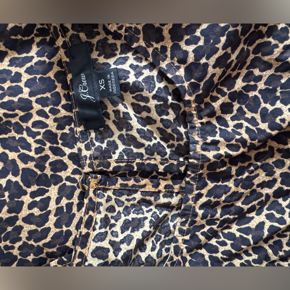 NWOT J. Crew Animal Print Puff Sleeve Blouse 100% cotton - Picture 5 of 6